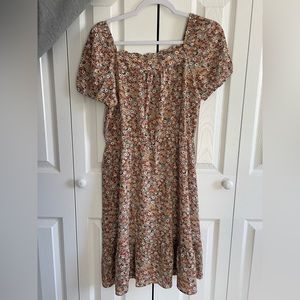 MONTEAU brown floral midi dress NWOT